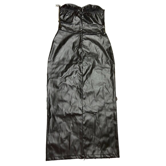 YG Collection Womens Maxi Dress Black Leather Strapless Shoulder Cut Out Sz XL - Picture 5 of 6